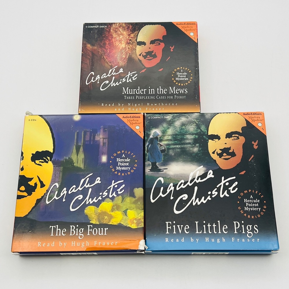 Agatha Christie Hercule Poirot Audiobook Lot 3 15 CD Murder Mews Big Four Pigs